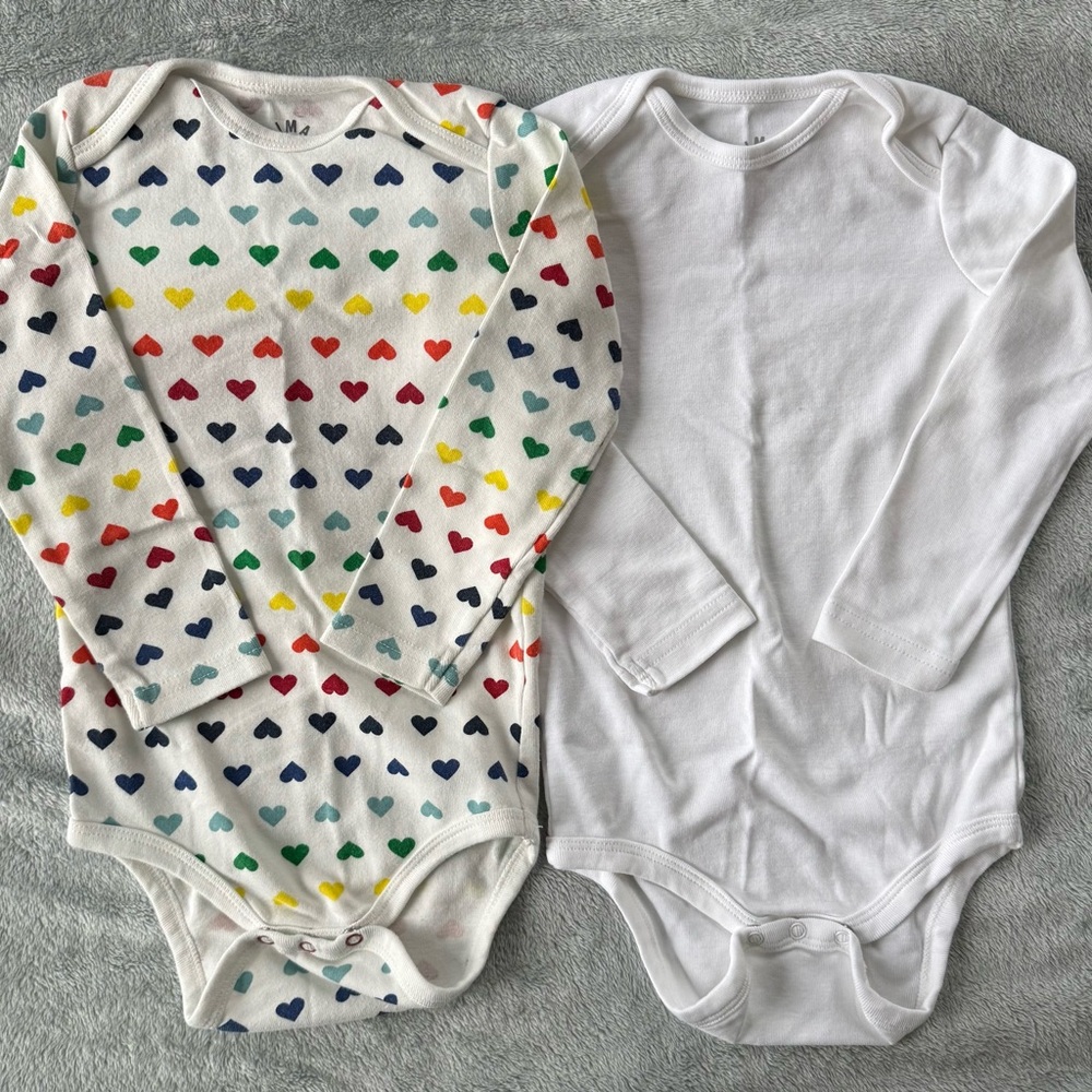 Colorful Hearts and Solid White Onesie Set by Primary